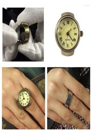 Cluster Anneaux Couple vintage Ring Watch Stretch Quartz Bronze Finger Roman Numeric Watches Bijoux Unisexe Calloge Cadeaux pour Lover WH4362799