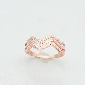 Cluster Rings Creative Design 585 Purple Gold 14K Rose Geometric WAVY For Women Opening Personality Fashion Bright Party Sieraden