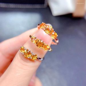 Cluster anneaux créatif design argenté enraciné engagement citrine pour les femmes ajusté classique luxe luxueux frais de mariage