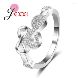 Cluster anneaux créatifs chanceux double numéro 8 bijoux de doigt mode 925 Femme en argent sterling ouvrir un cadeau de Noël ajusté