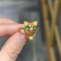 Bagues de cluster créatives calcédoine verte naturelle Sven Cat pour femmes exquises lumière luxe design sens mariage bijoux en argent