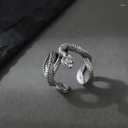 Cluster anneaux créatifs deux têtes de serpent pour hommes rétro à ouvrir un animal ajusté animal personnalisé anneau anneau de mode bijoux de bijoux de fête