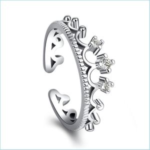 Clusterringen kroon kristalringen diamant open verstelbare verloving wo banden voor vrouwen mode sieraden drop levering ring dhwkv