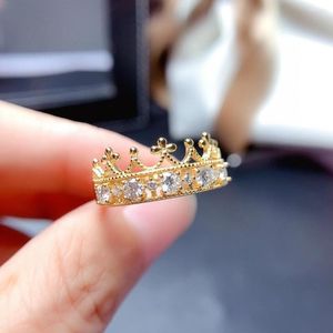 Cluster ringen kroonstijl knetterende moissanite edelsteen ring voor vrouwen sieraden verloving Real 925 zilveren goud vergulde verjaardagscadeau