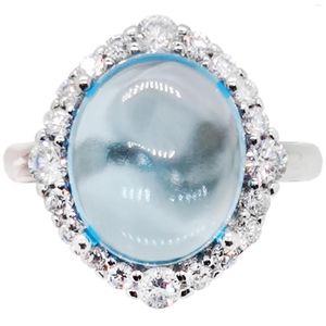 Bagues de cluster Crystal Clear Cabochon Topaz Ring 18K Gold Plating925 Argent 10mm 12mm VVS Grade Naturel pour la fête