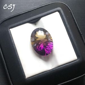 Anillos de racimo CSJ tamaño grande ametrino cuarzo piedra preciosa suelta corte cóncavo fuego fino para montaje de joyería de plata o oro 925 Diy