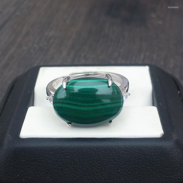 Bagues de cluster CSJ Naturel Malachite Réglable Rouge 925 Argent Sterling Coupe Ovale 13 18mm Fine Jewelry Femme Pour Cadeau De Fiançailles