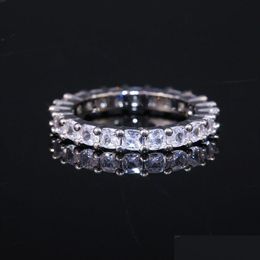 Anillos de racimo Anillos de boda de circón cúbico Novia Anillo de racimo de diamante geométrico para mujeres Compromiso Joyería fina Regalo Will A Dhgarden Dhgvi