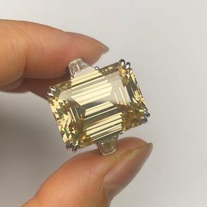 Bagues de cluster personnalisables ne se fanent jamais en or blanc 18 carats 27ct Champane couleur Moissanite diamant bague de mariage fiançailles bijoux de mariée