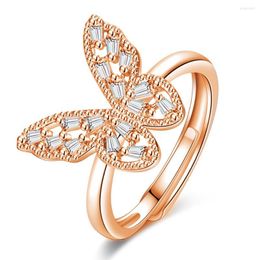 Cluster Ringen Leuke Vlinder Kristal Zirkoon Diamanten Edelstenen Voor Vrouwen Rose Goud Wit Zilver Kleur Sieraden Fashion Party Accessoires