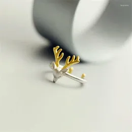 Cluster anneaux mignons de cerf cerf caricature de caricot animé ajusté féminin bijoux animaux femmes enfants cadeaux de Noël faits à la main faits à la main