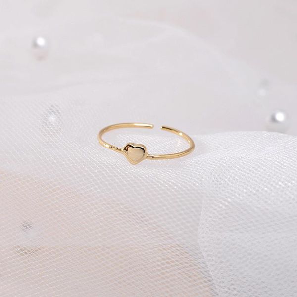 Bagues de cluster Mignon Gold Couleur Promesse Bague de mariage Simple Femelle Petit Coeur Réglable Mode 925 Sterling Silver Love pour les femmesCluster