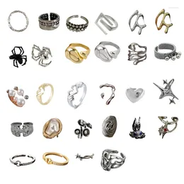 Cluster anneaux mignons rings en forme de coeur dames punk gothic zircon rétro croisé hip hop deux mains que coeur bijoux