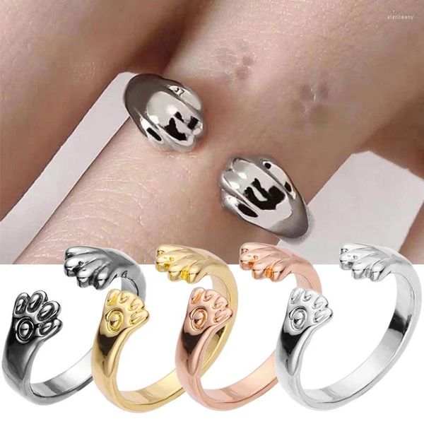 Bagues de cluster Bague mignonne Chat Oreille Doigt Animal Ouvert Design Réglable Mode Simple pour Femmes Fille Enfant Cadeau Bijoux