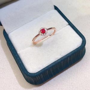 Cluster Ringen Leuke Ruby Zilveren Ring Voor Jong Meisje 3 Mm 0.1ct Natuurlijke 925 Sterling Sieraden Gift Vrouw