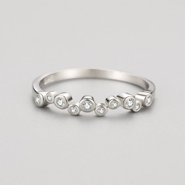 Anillos de racimo CYJ europeo CZ burbuja geométrica sólida S925 anillo de plata esterlina para mujeres fiesta de cumpleaños regalo de boda joyería
