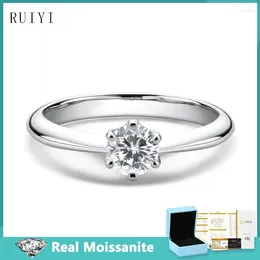 Cluster anneaux D Color Moissanite 0,5 ct classique Six 925 Ring de diamant en argent sterling pour femmes Luxury Wedding Party Fine bijoux