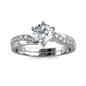 Cluster Ringen Daisini 925 Sterling Zilver 1ct Perfect White Moissanite Diamond Wedding Engagement Ring Cadeau Voor Haar/Vrouwen