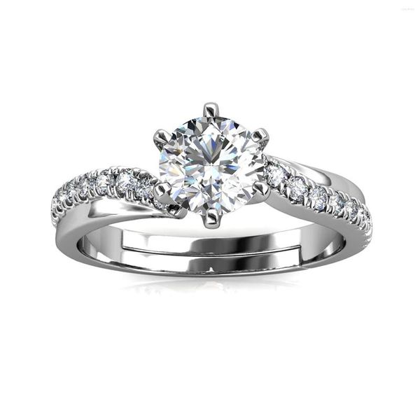 Bagues de cluster Daisini 925 Sterling Silver 1ct parfait blanc moissanite diamant bague de fiançailles de mariage cadeau pour elle / femmes