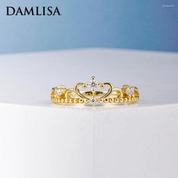 Cluster anneaux damlisa luxe Moisanite couronne pour femmes 925 argent sterling 18k plaque à or vvs1 ringard fin bijoux en gros en gros
