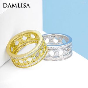 Clusterringen Damlisa Round D Color VVS1 Moissanite Wedding Band Cirkel voor vrouwen 925 Sterling Silver Engagement Ring Fijne sieraden