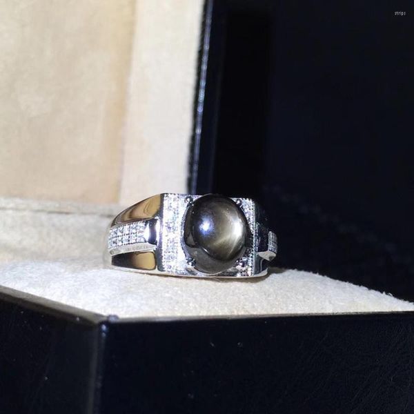 Anillos de racimo Anillo de piedras preciosas de zafiro Starlight oscuro para hombres Joyería fina Adorno de plata esterlina 925 Gema natural Regalo de personaje misterioso