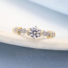 Cluster Ringen DE Kleur VS 0.5ct Ronde Cut Lab Grown Diamond Engagement Wedding Ring CVD HPHT Sieraden Solid 14K Two Tone Gold