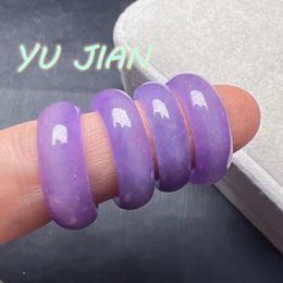 Anillos de racimo delicado elegante jadeite círculo púrpura color violeta color lavanda color jade anillo de mano fina joyería noble
