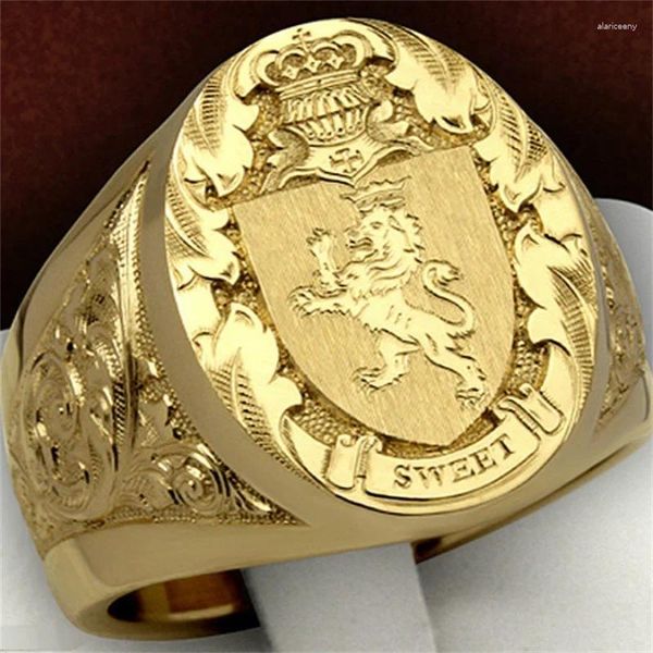 Anneaux de cluster Délicat Hommes Mode Gold Couleur Lion Animal Bague pour mariage Bijoux de fiançailles