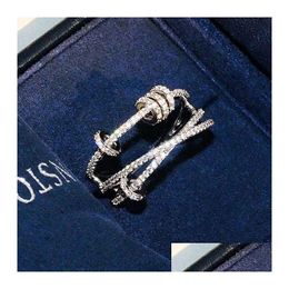 Rings de anillos de clúster Anillo de lujo de lujo para mujeres diseñadores de amor simados tendencia de oro rosa de diamante de diamantes de gato de moda joyas otf50
