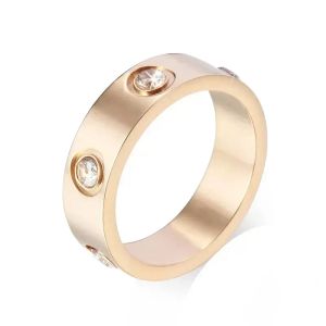 Clusterringen Designer Ring Licht Luxe Klassiek 4mm5mm6mmtitanium Staal Paar Mode Diamant Rosé Goud Zilver