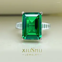 Clusterringen Desire Emerald Cut High Carbon Diamond Ring Toermalijn Eenvoudig en elegant 925 sterling zilver