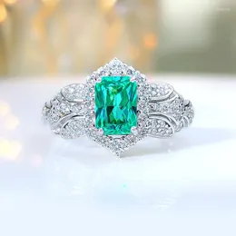 Clusterringen Desire Modieus Retro Veelzijdig Temperament 925 zilveren ring ingelegd met diamant met hoog koolstofgehalte Nicheontwerp Grand Woman