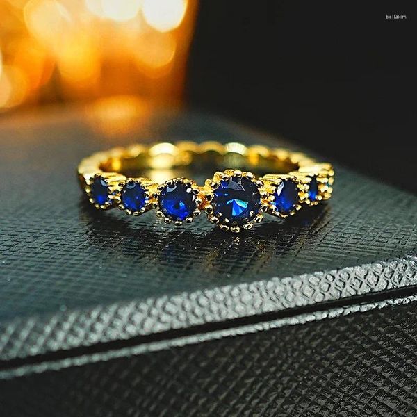 Cluster anneaux désir léger luxe 925 Treasure de couleur argent diamant sonnerie simple avec Corundum Style polyvalent quotidien rétro