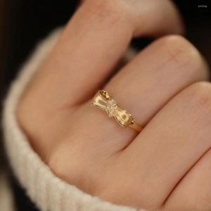 Cluster Rings Diamond Butterfly Ring 18K Solid Yellow Gold Jewelry (AU750) Women Ins Blogger Fashion Personality Gift Fine Jewely