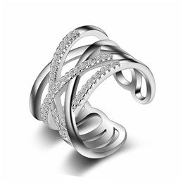 Cluster Ringen Diamond Cross Gold Crystsal Open Verstelbare Stacking Knuckle Ring Band Voor Vrouwen Mode-sieraden Will And Sandy Drop De Dhhha