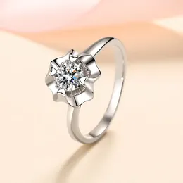 Cluster Ringen Diamant Test Geslaagd Uitstekende Cut 0,5 D Kleur Moissanite Hart Prong Blossom Ring Zilver 925 Geplatineerde Sieraden