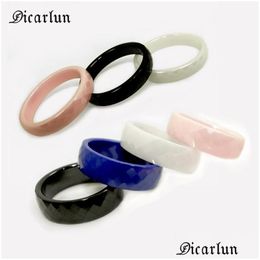 Bagues de cluster Dicarlun Noir Blanc Rose Bleu Céramique 4 mm 6 Rhombus Bague Bijoux Pour Femmes Mignon Minimaliste Taille 7 8 9 Drop Livraison Dhgol