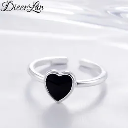 Cluster ringen Dierlan Bohemian Vintage Black Big Heart Love for Women Ladies Statement Sieraden Weddingvinger
