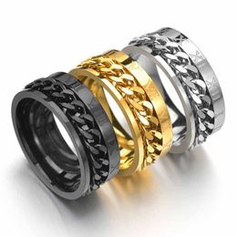 Anillos de racimo Cadena digital Anillo de acero inoxidable Joyería giratoria de estilo europeo y americano