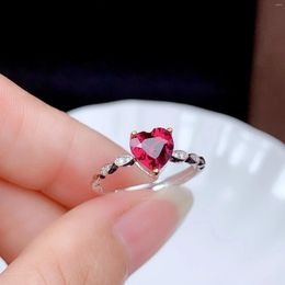 Anillos de racimo Diwenfu genuino 925 STERLING Silver Red Jewelry Ring Open Open para mujeres Anillos de Bizuteria Gemstone