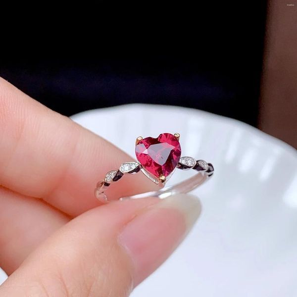 Cluster anneaux Diwenfu authentique 925 argent sterling rouge rubis bijoux ouverte pour femmes anillos de bizuteria pierre précieuse