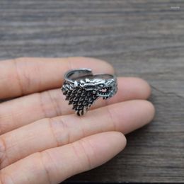 Anillos de racimo Dominante Cool Wild Wolf Ring Motorcycle Party Punk Animal Jewelry Ajustable