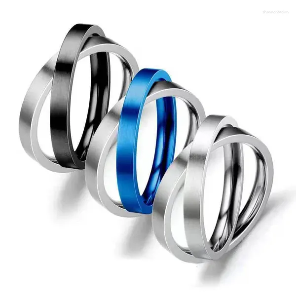 Anillos de racimo Doble Cruz Círculo Ansiedad Fidget para mujeres Hombres Titaniun Acero inoxidable Spinner Spinning Anillo giratorio Joyería