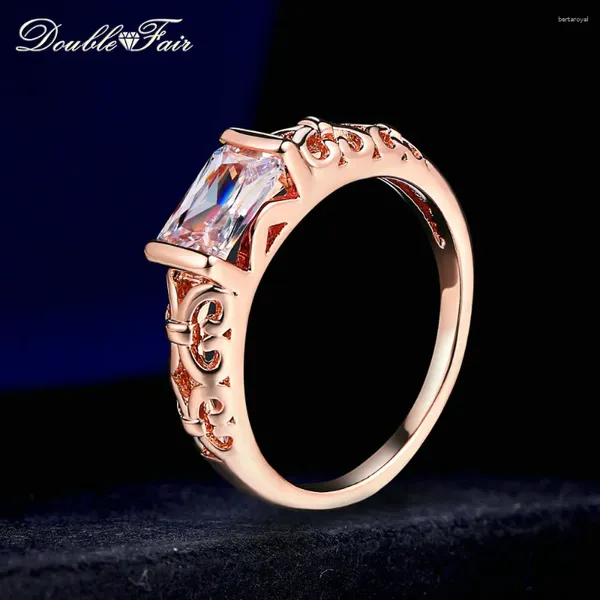 Cluster anneaux Double Crystal juste pour les femmes en or rose couleur mode bijourie rétro de bijoux de bijoux drop367