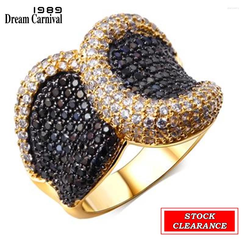 Cluster Rings DreamCarnival1989 Great Bargain Bottom Price Gothic Women Stock Clearance Limited Size Small Quantity Black Gold Color