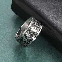 Anneaux de cluster Dreamtimes 10mm Arbre de vie en acier inoxydable 316L pour hommes Viking Celtic Noeud Amulette Finger Party Cadeau Anillo Hombre