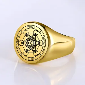 Cluster ringen Dreamtimes Aartsengel Metatron Angel of Life SEAL Solomon Punk Ring voor mannen Hegemonie roestvrijstalen sieraden herfst