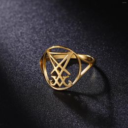Cluster Ringen Dreamtimes Sigil Van Lucifer RVS Vinger Kerk Luciferiaanse Occulte Duivel Seal Amulet Sieraden Voor Vrouwen Mannen
