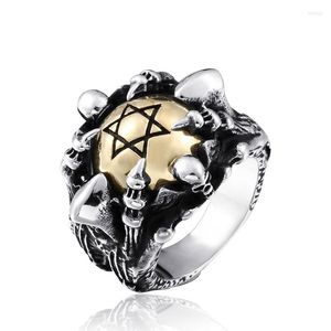 Cluster Rings Drop Man's Stainless Steel Copper Hexagram Ring Fashion Men's Exclusive Sale Punk